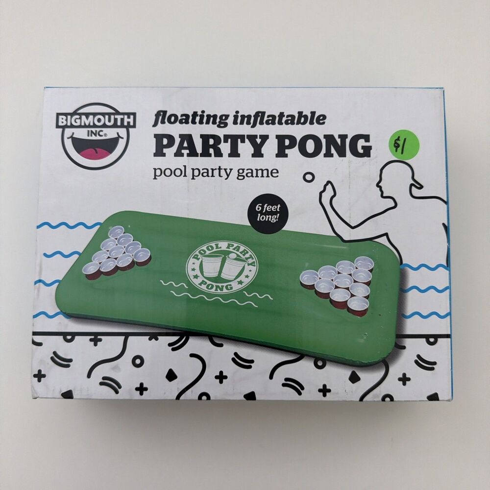 Big Mouth Toy Party Pong Float Floating Inflatable Beer Pong Game 6ft long New